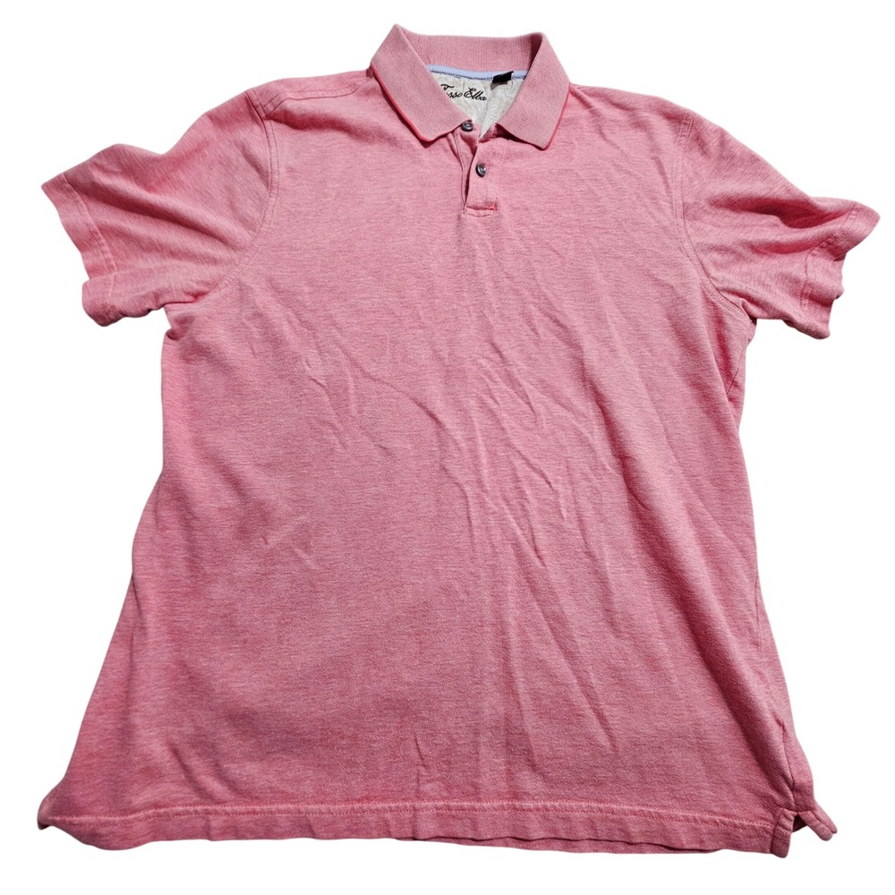 Tasso Elba Polo Shirt Mens Large Pink Heathered Cotton Short Sleeve Classic Fit